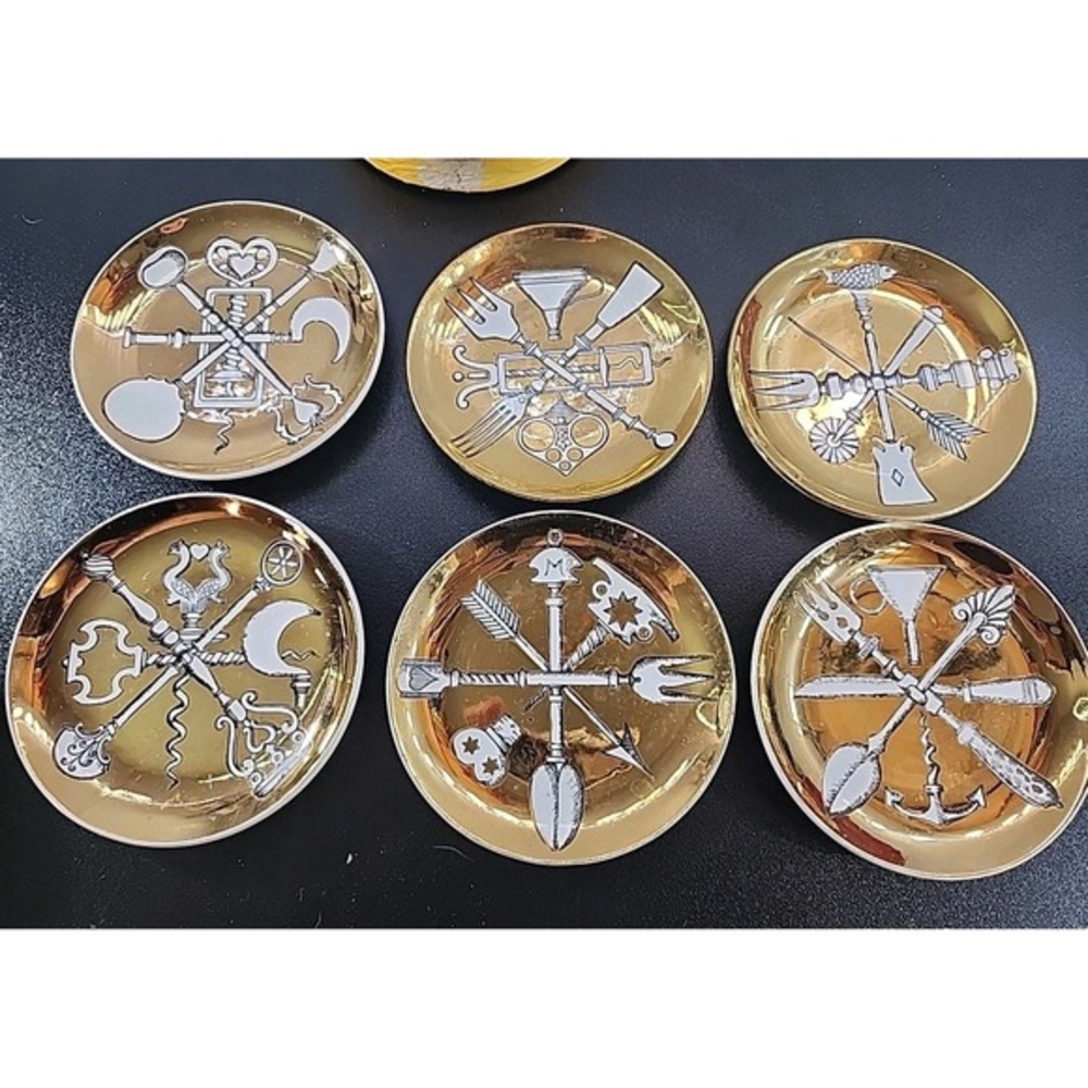 Vintage Fornasetti 'Posateria' 24K Gilt Dish, Made Italy for Roos Bros. of SF 6